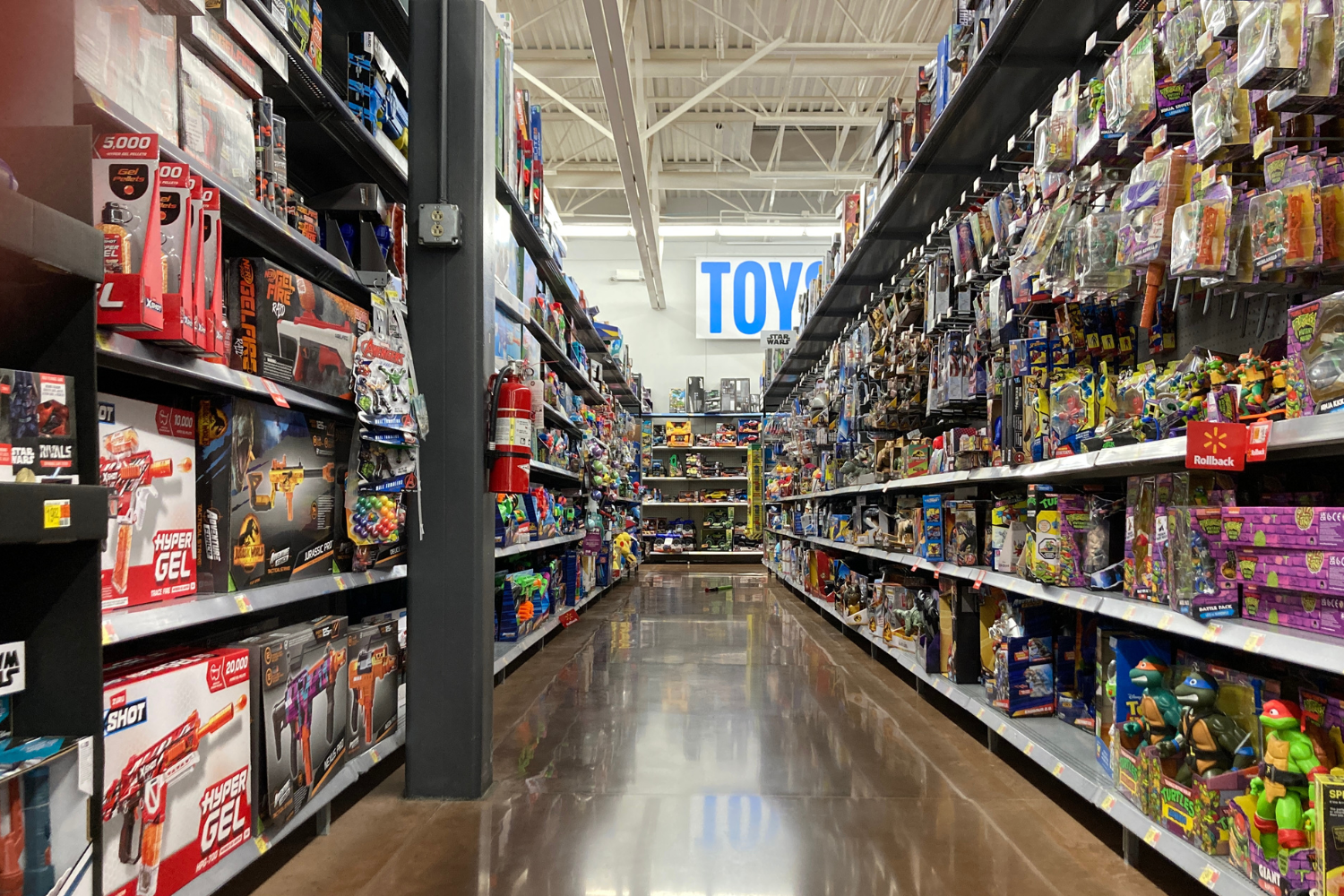 The boys toy aisle at a local Walmart