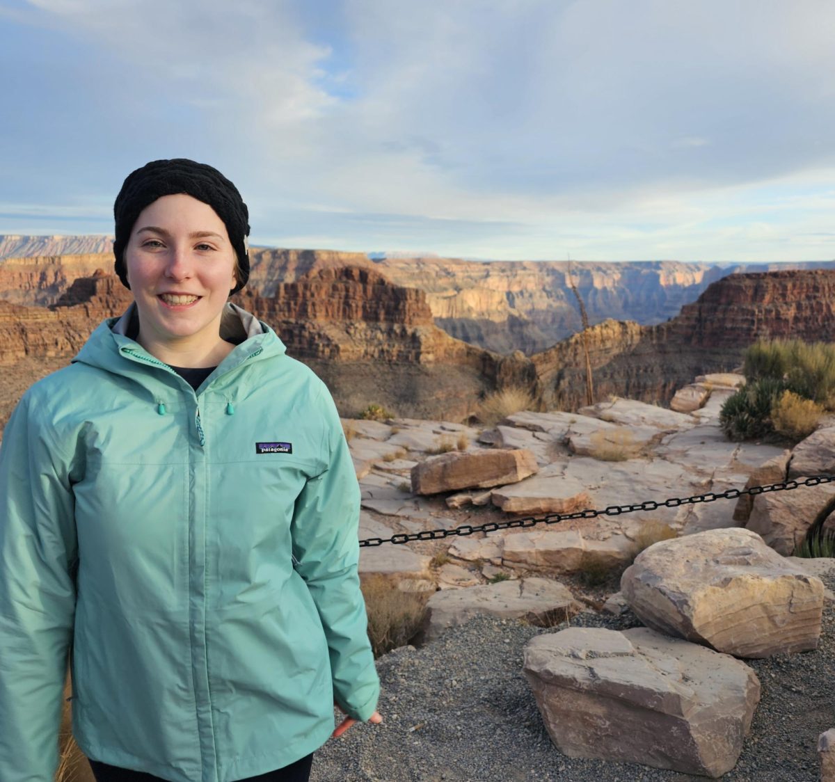 Grace Mull standing beside the Grand Canyon, December 27, 2023
