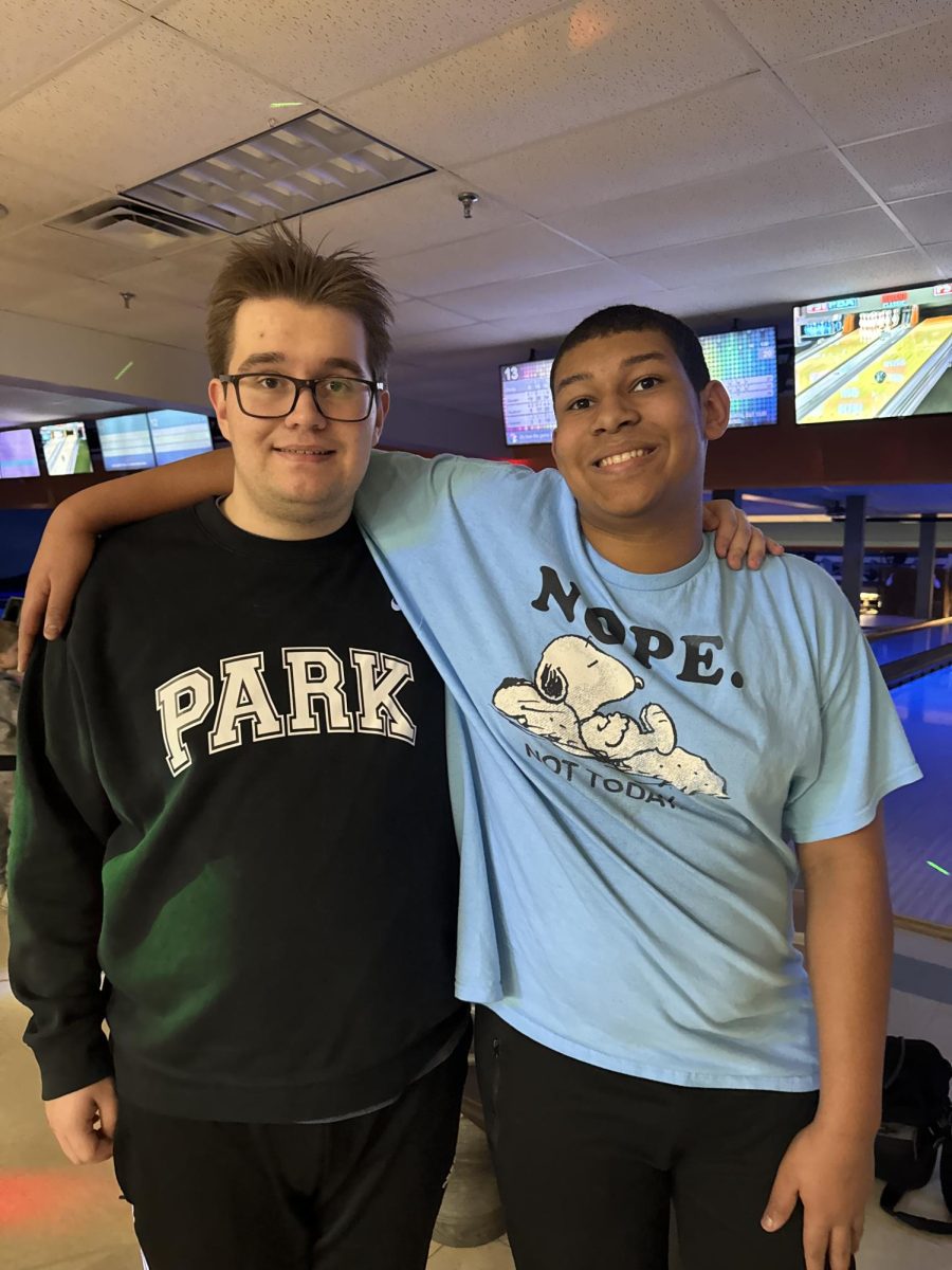 Sam with his bowling teammate Xavier