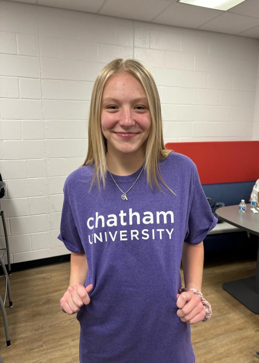 Campbell Davis pictured in her Chatham swag is ready for college! 