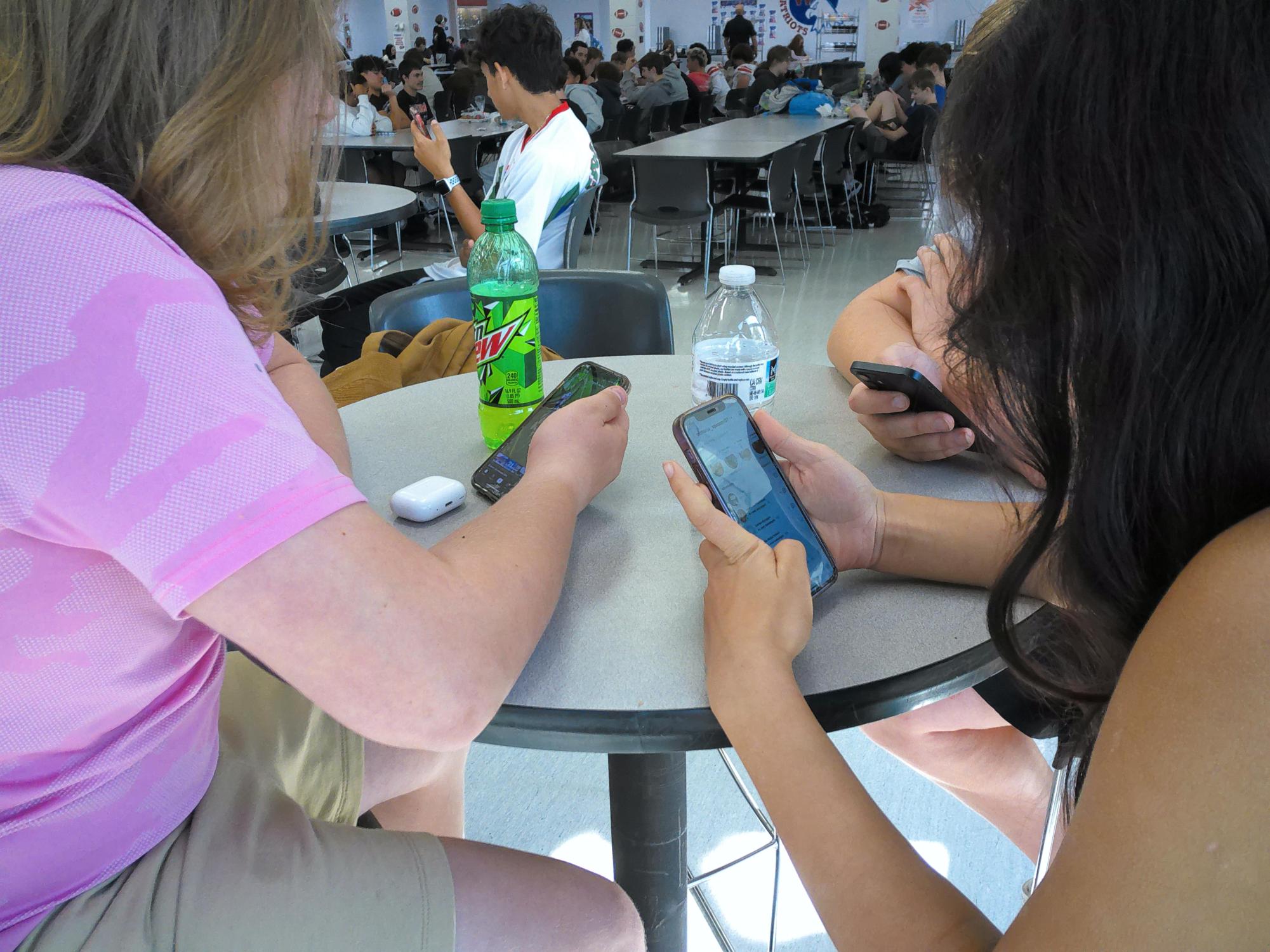 Students are able to use their phones in common spaces like the lunch room and the hallways.