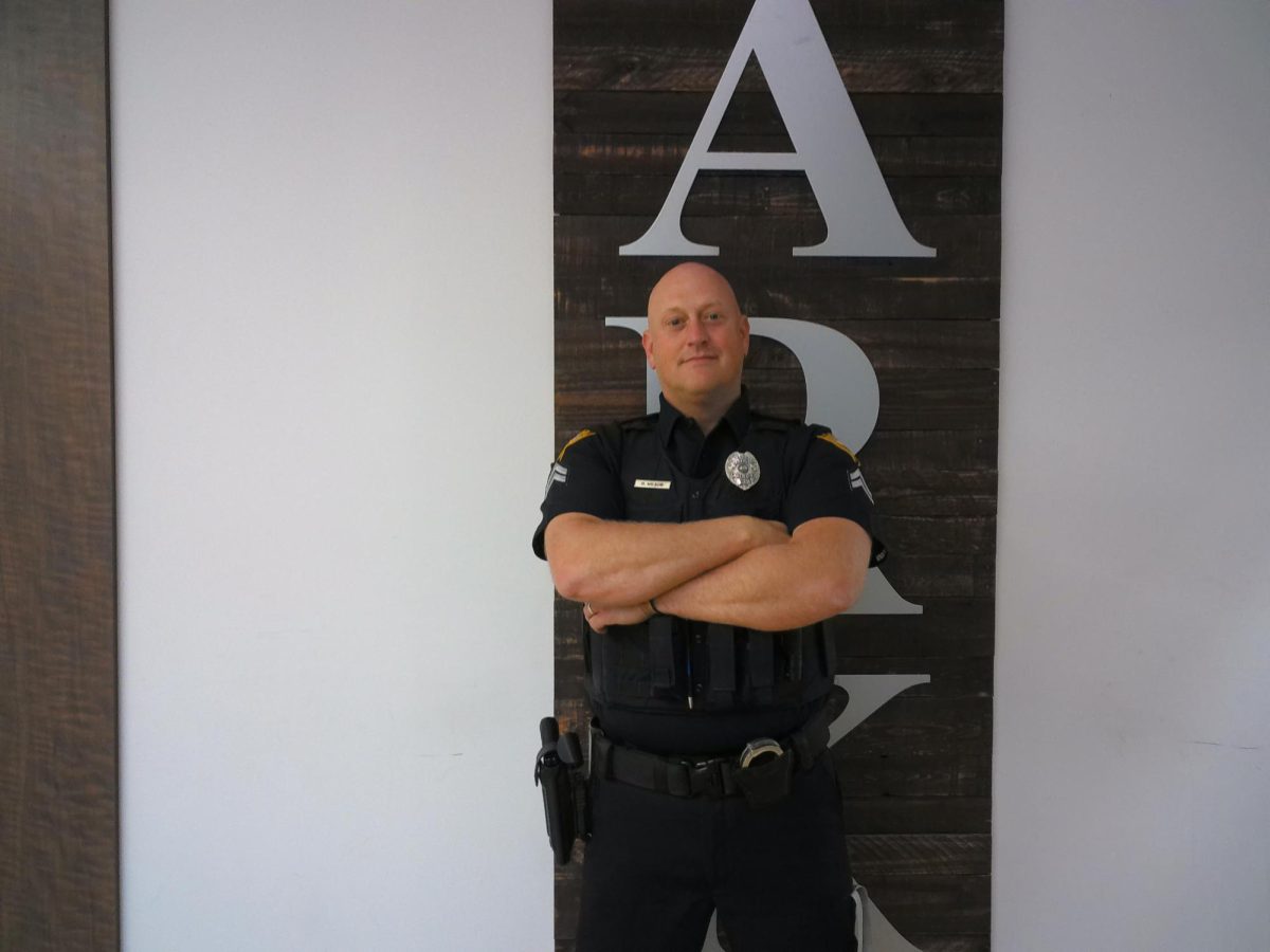 Officer Wilson guards the lobby and greets students.