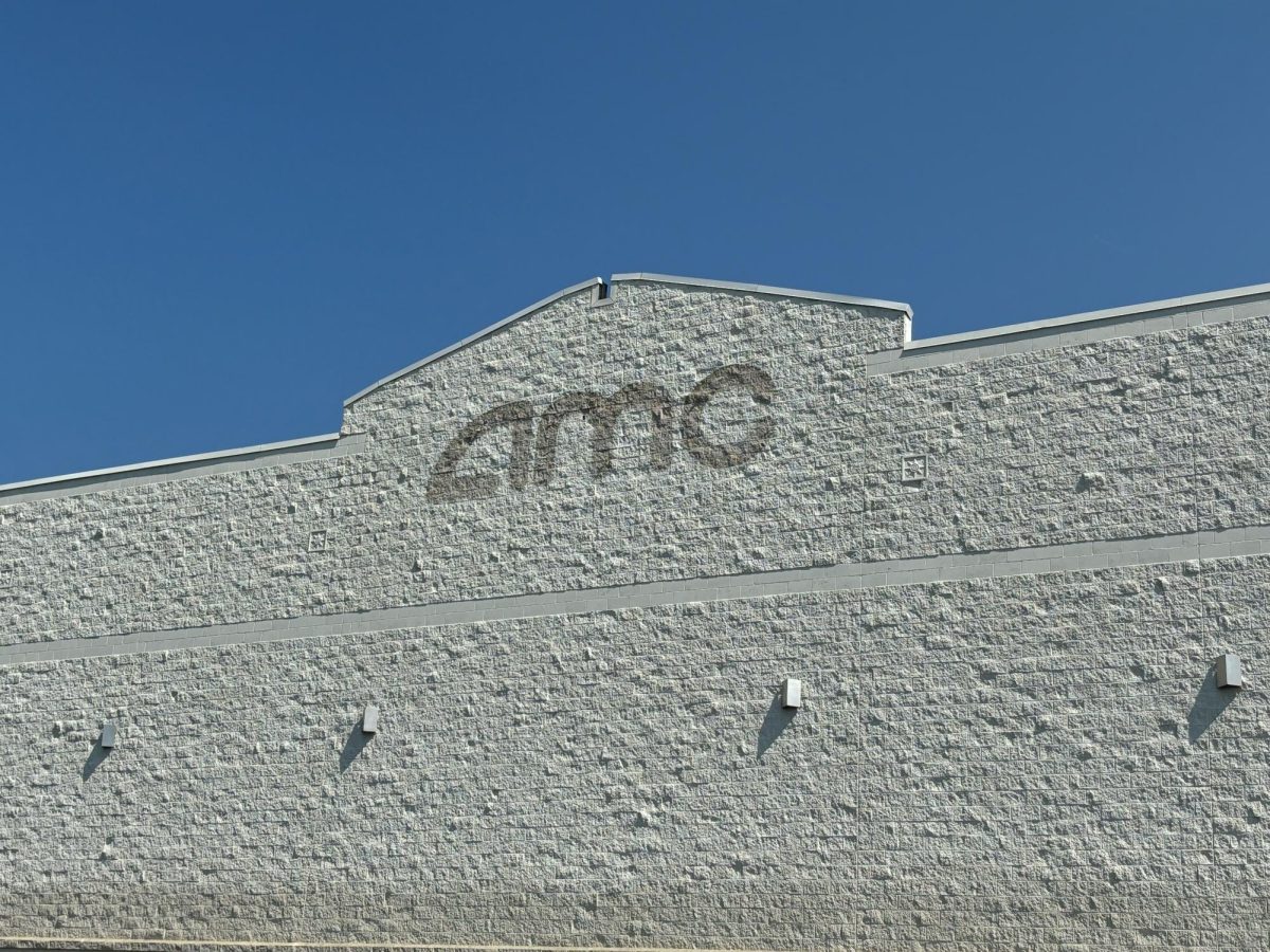 Ohio Valley Mall AMC sign hangs solemnly with the letters removed. 