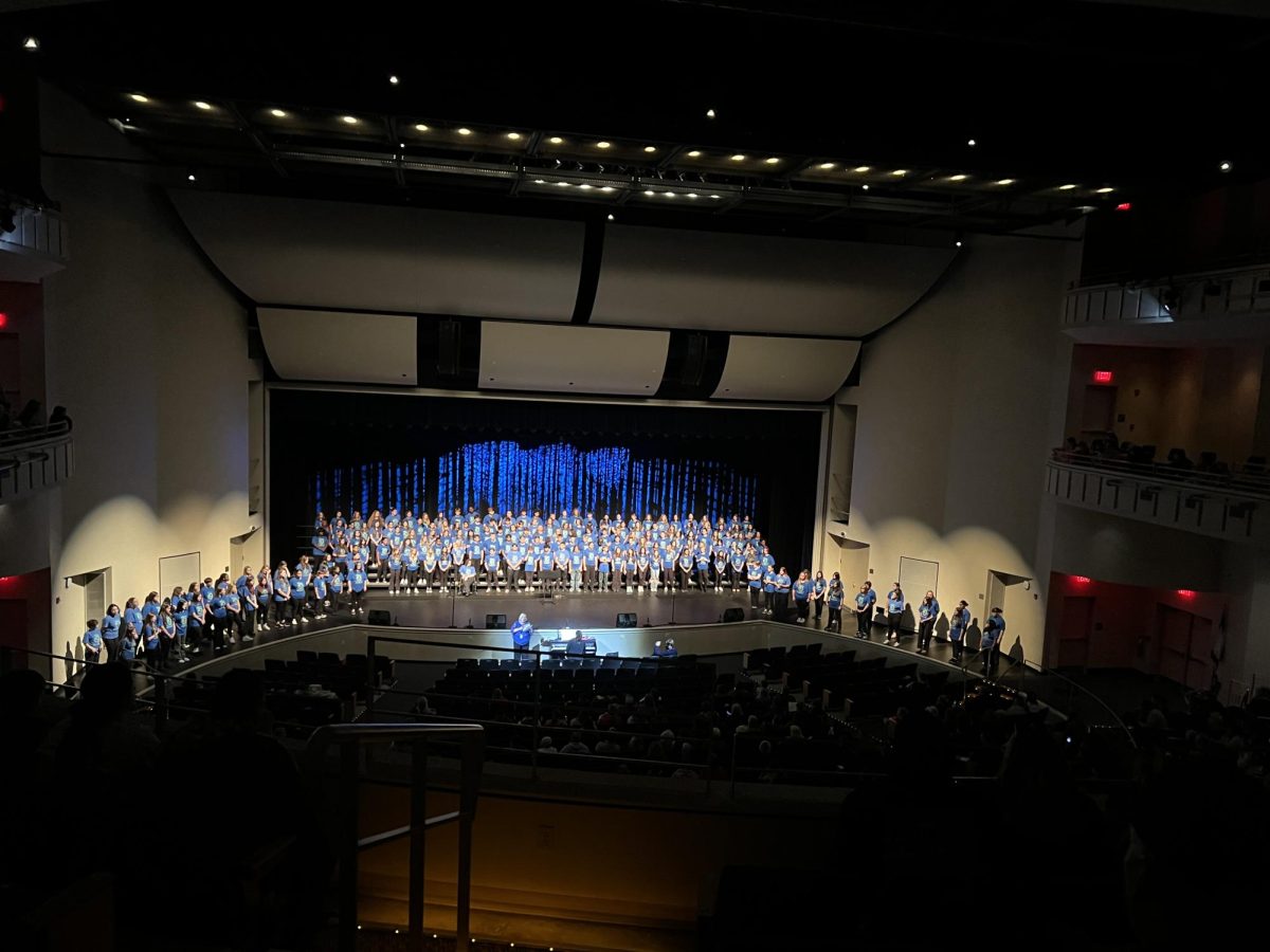 The combined choirs overwhelm even the PAC stage to show that music is alive and thriving in Ohio County Schools. Photo courtesy of Jennifer Muscar.