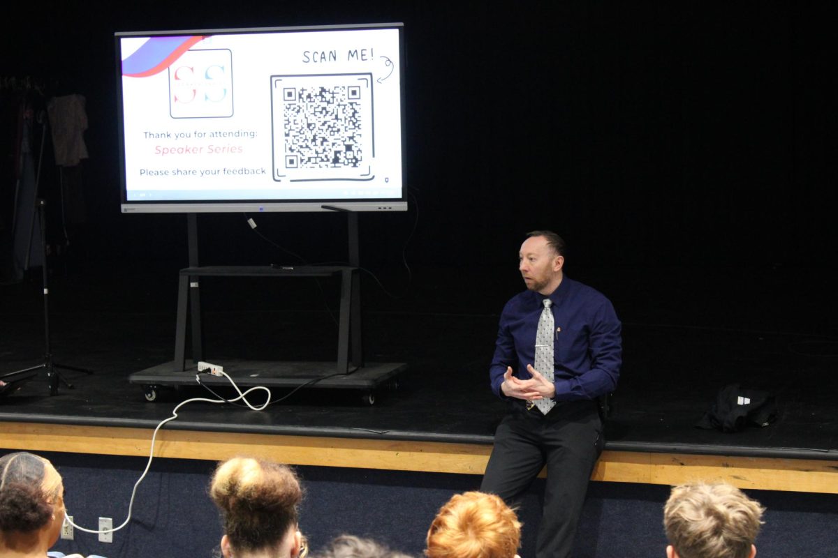 Major Josh Sanders representing the Wheeling Police Dpt. at Wheeling Park High School