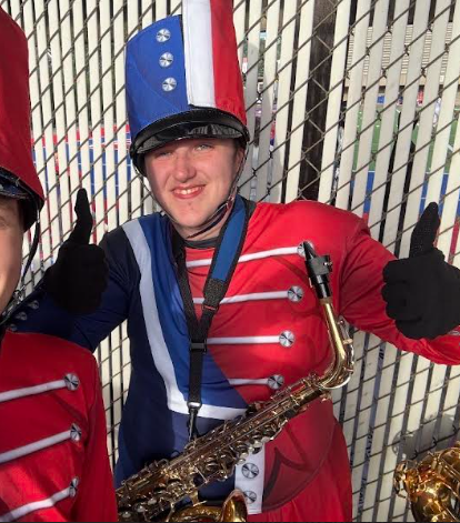 Finn Gilbert with his friends before marching with the Wheeling Park Band (Provided by Finn Gilbert). 