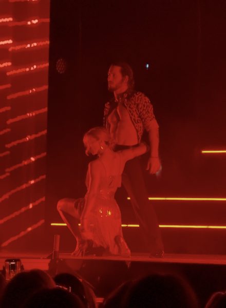 Pro Dancers Daniella Karagach and Valentin Chmerkovskiy performing a Samba.