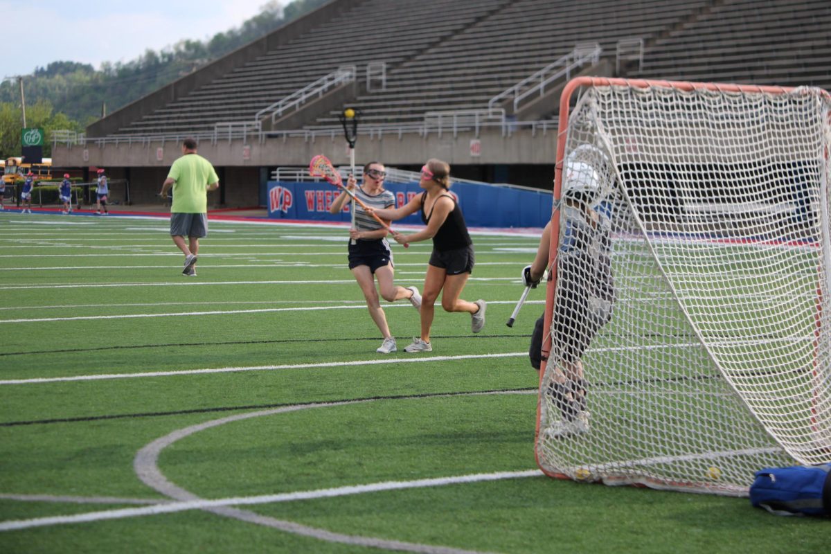 Shooting into the goal with the team!