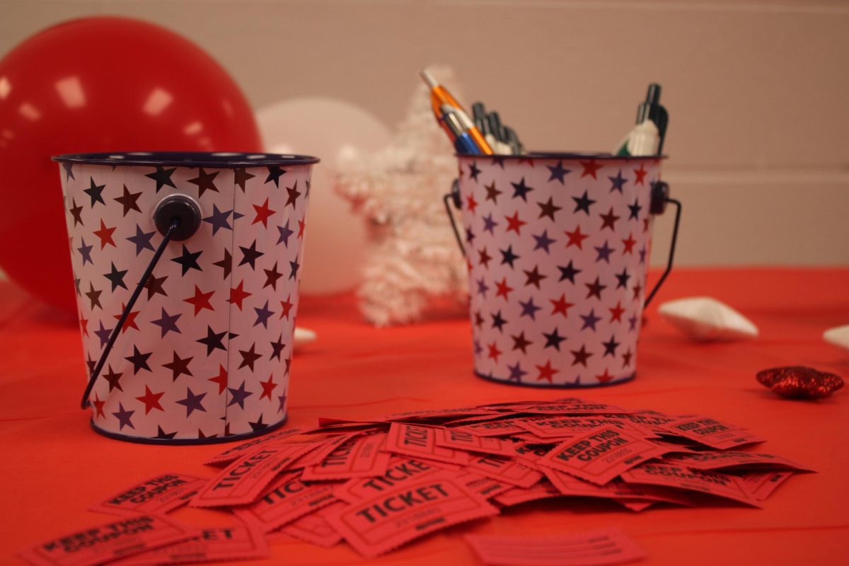 The raffle the counselors organized for Decision Day for the seniors to win prizes from.